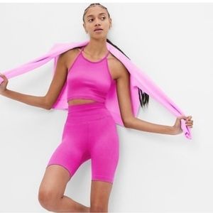 Gap Fit Phoebe Ribbed Seamless Biker Shorts Size XS Hot Neon Pink Barbiecore